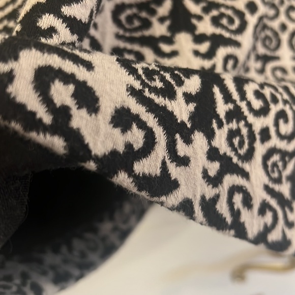 Anthropologie Deletta black grey swirl print mini dress stretchy cap sleeves M - Picture 8 of 12